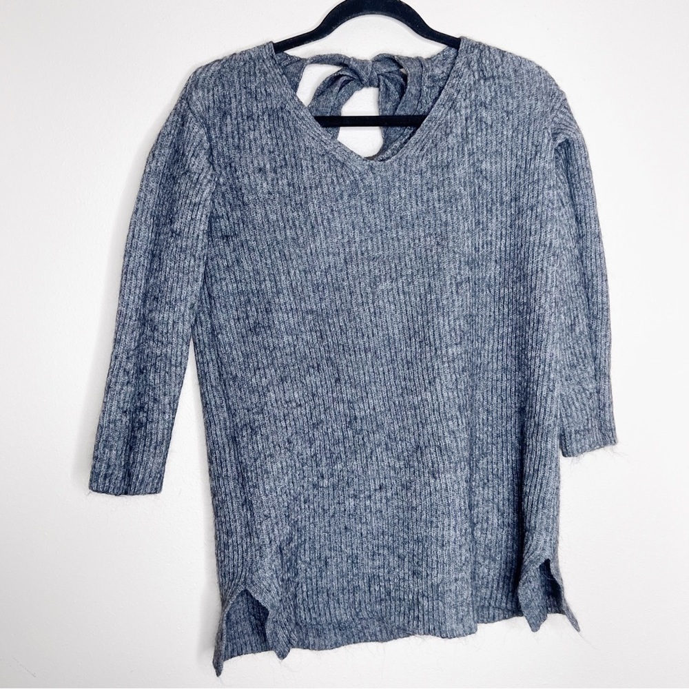 J. Crew Grey Wool Alpaca Blend Knit Sweater Tie Back Size Small Women’s